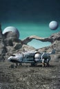 Spaceship on an alien planet