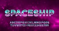 Spaceship alphabet font. Pixel letters, numbers and symbols. Abstract pixel background. Royalty Free Stock Photo