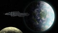 Spaceship approaching an Earthly planet