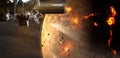 Spaceship arrives in alien planet asteroid