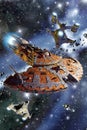Spaceship battle cruiser assault Royalty Free Stock Photo