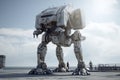 A Spaceship With A Bipedal Design, Resembling A Giant Walking Robot. Generative AI