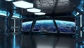 Spaceship blue interior 3D rendering elements of this image furn Royalty Free Stock Photo