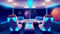 Spaceship cockpit interior space and planets view Royalty Free Stock Photo