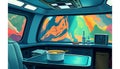 Spaceship cockpit interior view, futuristic and advanced spacecraft technology design Generative AI