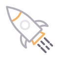 Spaceship colour line vector icon