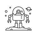 Spaceship cosmonaut, robot icon. Simple line, outline vector elements of interplanetary colonization icons for ui and ux, website