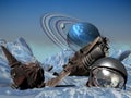 Spaceship crashed on ice planet