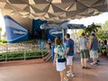Spaceship Earth theme park ride entrance at Disney World EPCOT park Royalty Free Stock Photo