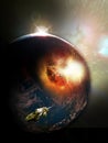 Escaping from planet explosion Royalty Free Stock Photo