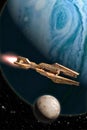 Spaceship and gas giant planet