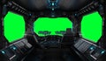 Spaceship grunge interior window isolated