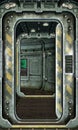 Spaceship hatch and corridor background