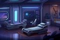 spaceship hospital ward of the future. Neural network AI generated