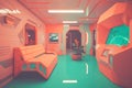 spaceship hospital ward of the future. Neural network AI generated