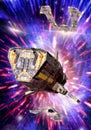 Spaceship and hyperspace Royalty Free Stock Photo
