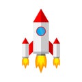 Spaceship icon in flat design. Vector illustration.