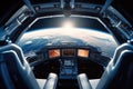 Spaceship Interior in Earth Orbit extreme closeup. Generative AI Royalty Free Stock Photo