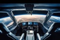 Spaceship Interior in Earth Orbit extreme closeup. Generative AI Royalty Free Stock Photo