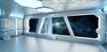 Spaceship interior with view on the planet Earth 3D rendering elements of this image furnished by NASA Royalty Free Stock Photo