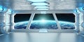 Spaceship interior with view on the planet Earth 3D rendering elements of this image furnished by NASA Royalty Free Stock Photo