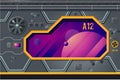 Spaceship interior with window. Rocket room game concept. Futuristic vector background.