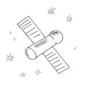 Spaceship, interstellar telescope for universe exploration and intergalactic travel. Doodle style, minimalism. Isolated.Vector