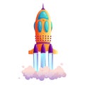 Spaceship launch, rocketship takeoff, rocket trace