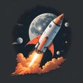 Spaceship Launch Under Moonlight Royalty Free Stock Photo