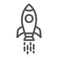 Spaceship line icon, shuttle and cosmos, rocket sign, vector graphics, a linear pattern on a white background. Royalty Free Stock Photo