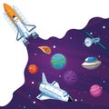 Spaceship in the milkyway galaxy Royalty Free Stock Photo