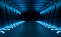 Spaceship Modern Sci Fi Hallway Corridor Passage Entrance Perspective Neon Light Laser Glowing Arrow Illustration Backgrounds 3d