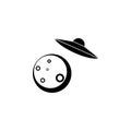 Spaceship and moon icon. Elements of space Icon. Premium