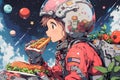 Spaceship outer background astronaut burger