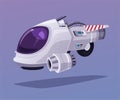 Spaceship in outer space. Cartoon vector illustration.