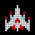 spaceship pattern. Dots pixel spaceship image.