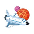 Spaceship and planets icon, colorful design