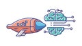 Spaceship Propelled by an Artificial Intelligence Brain, vector design Generative AI Royalty Free Stock Photo