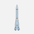Spaceship rocket, realistic space shuttle template. Transport for space and universe exploration