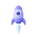 Spaceship rocket. Toy rocket upswing ,spewing smoke. Startup, space, business concept. Royalty Free Stock Photo