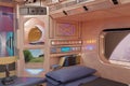 Spaceship room illustration with window Royalty Free Stock Photo