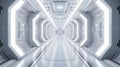 Spaceship or space station interior background, perspective of light corridor in large starship. Inside white hallway of big Royalty Free Stock Photo