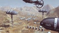 Spaceship take off from Mars colony
