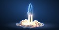 Spaceship takeoff. Rocket launch, Space shuttle, Mission start