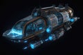 A Spaceship With A Transparent Cockpit And Glowing Blue Engines. Generative AI Royalty Free Stock Photo