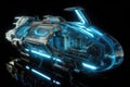 A Spaceship With A Transparent Cockpit And Glowing Blue Engines. Generative AI