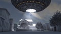 Spaceship UFO Kidnapping a person in a city