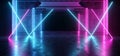 Spaceship Virtual Futuristic Sci Fi Neon Glowing Fluorescent Track Purple Blue Pink Corridor Path Gate Tunnel Gallery Light Lines