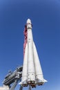 Spaceship Vostok monument to the first Soviet rocket shown at VDNKH park in Moscow, Russia