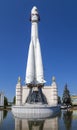 Spaceship Vostok monument to the first Soviet rocket shown at VDNKH park in Moscow, Russia.